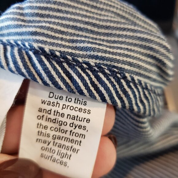 Madewell Railroad Stripe Pull On Chambray Shorts XS Blue‎ White Elastic Waist - Picture 8 of 9